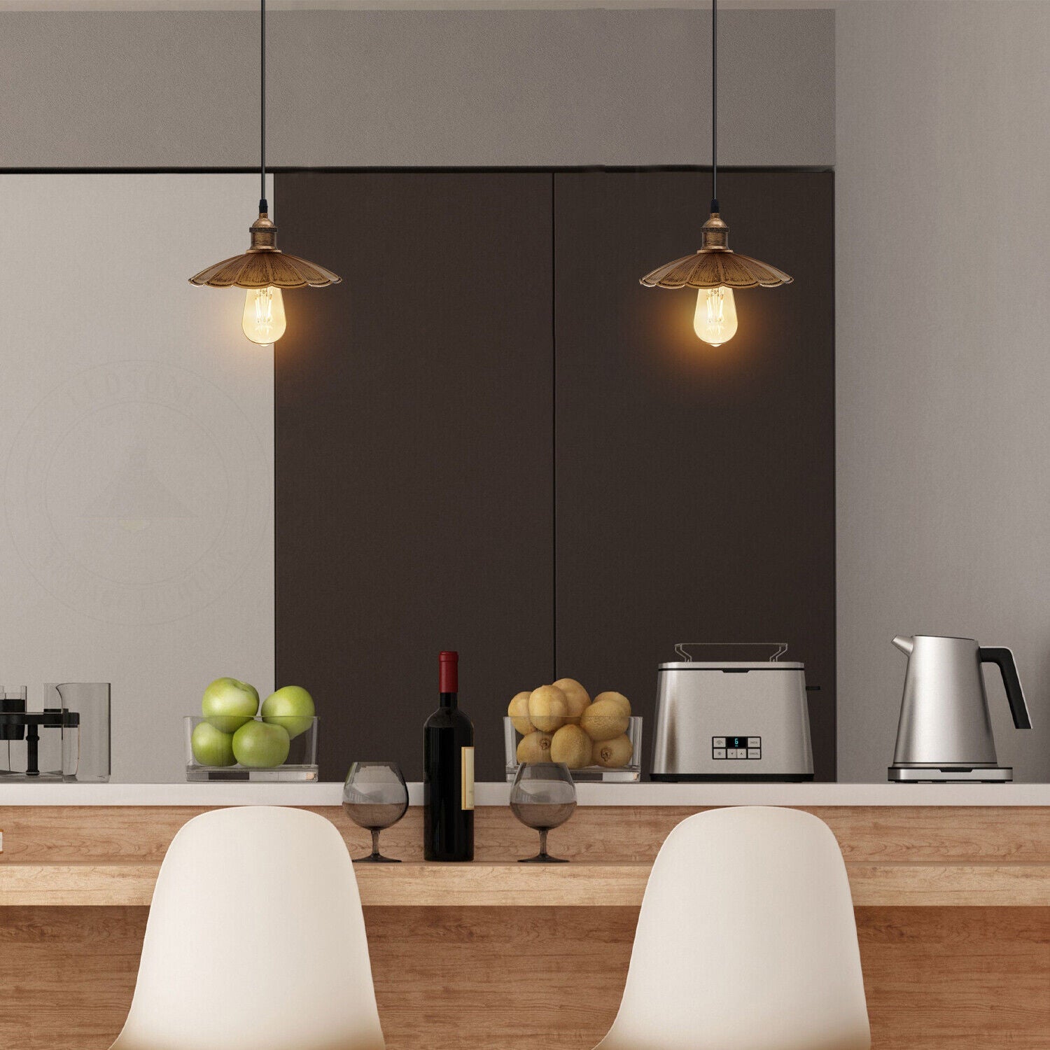 Vintage Industrial Brushed Brass Pendant Light with Retro Metal Shade