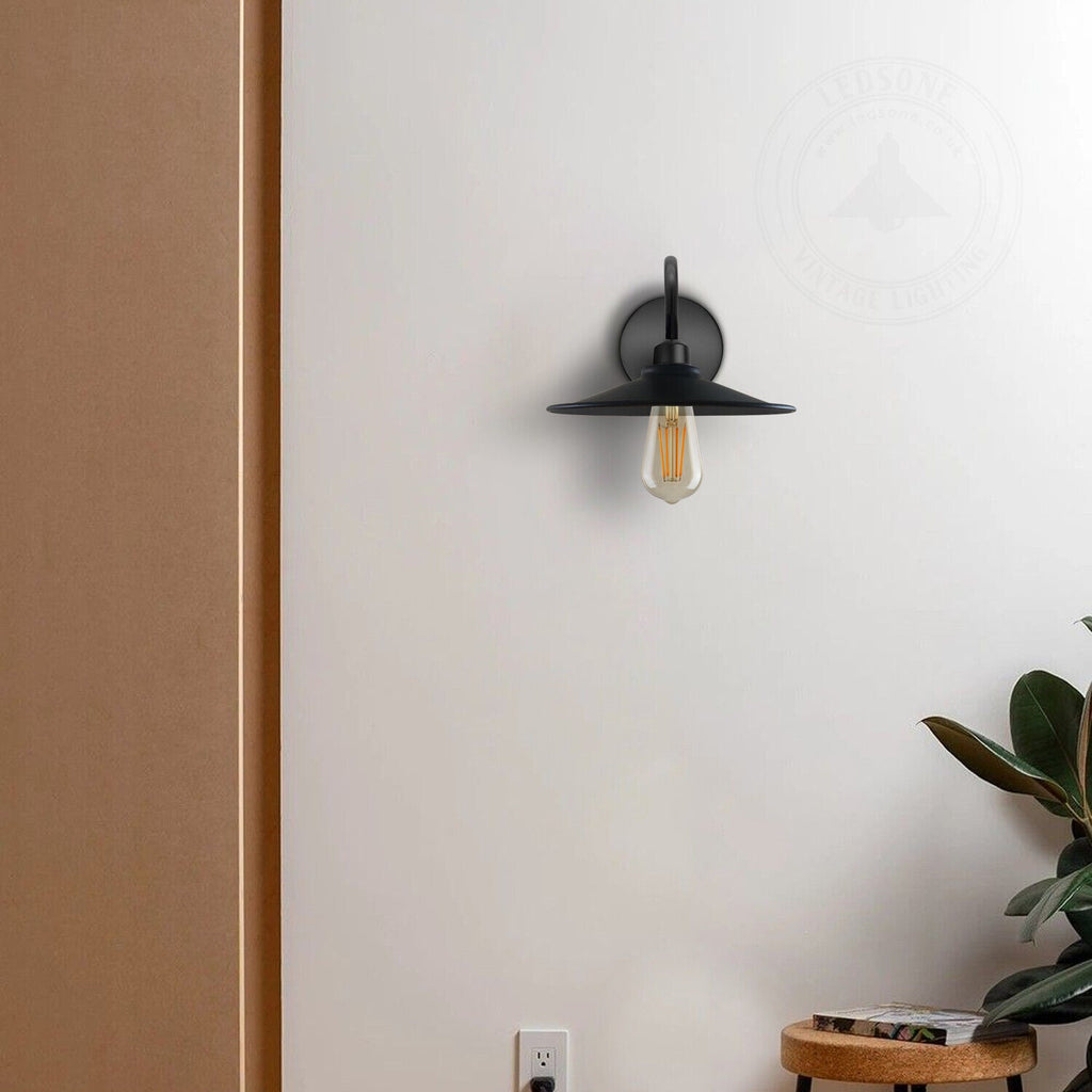 Industrial Black Metal Wall Sconce Light Fixture Retro Vintage Style Lamp