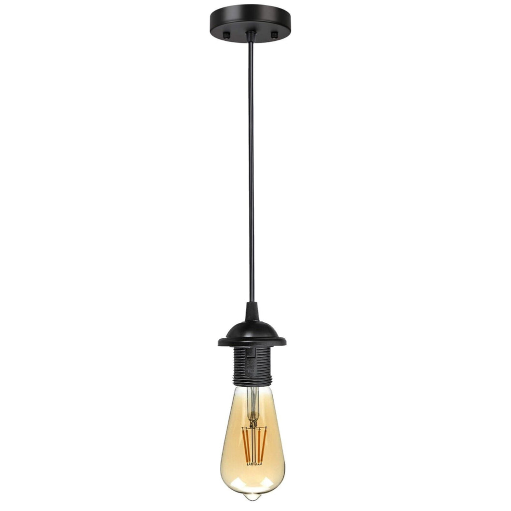 Vintage Industrial E27 Metal Pendant Light Kit with Adjustable Braided Cable
