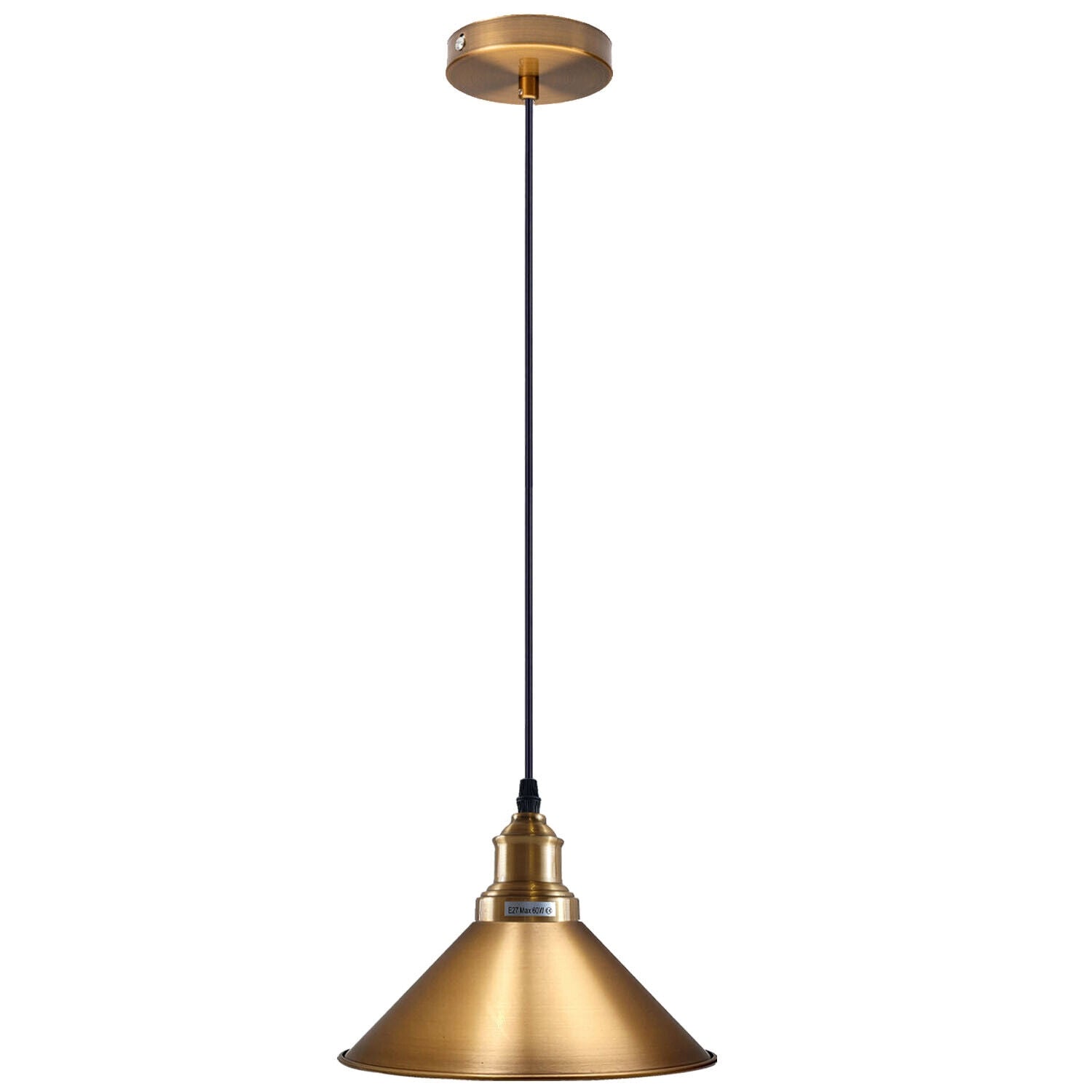 Industrial Metal Cone Shade Ceiling Pendant Light, E27 Base Hardwired Fixture