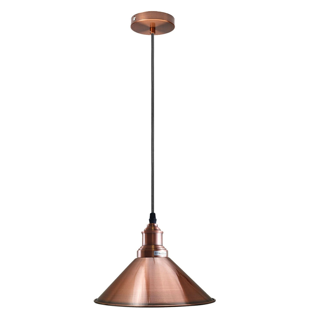 Industrial Metal Cone Shade Ceiling Pendant Light, E27 Base Hardwired Fixture