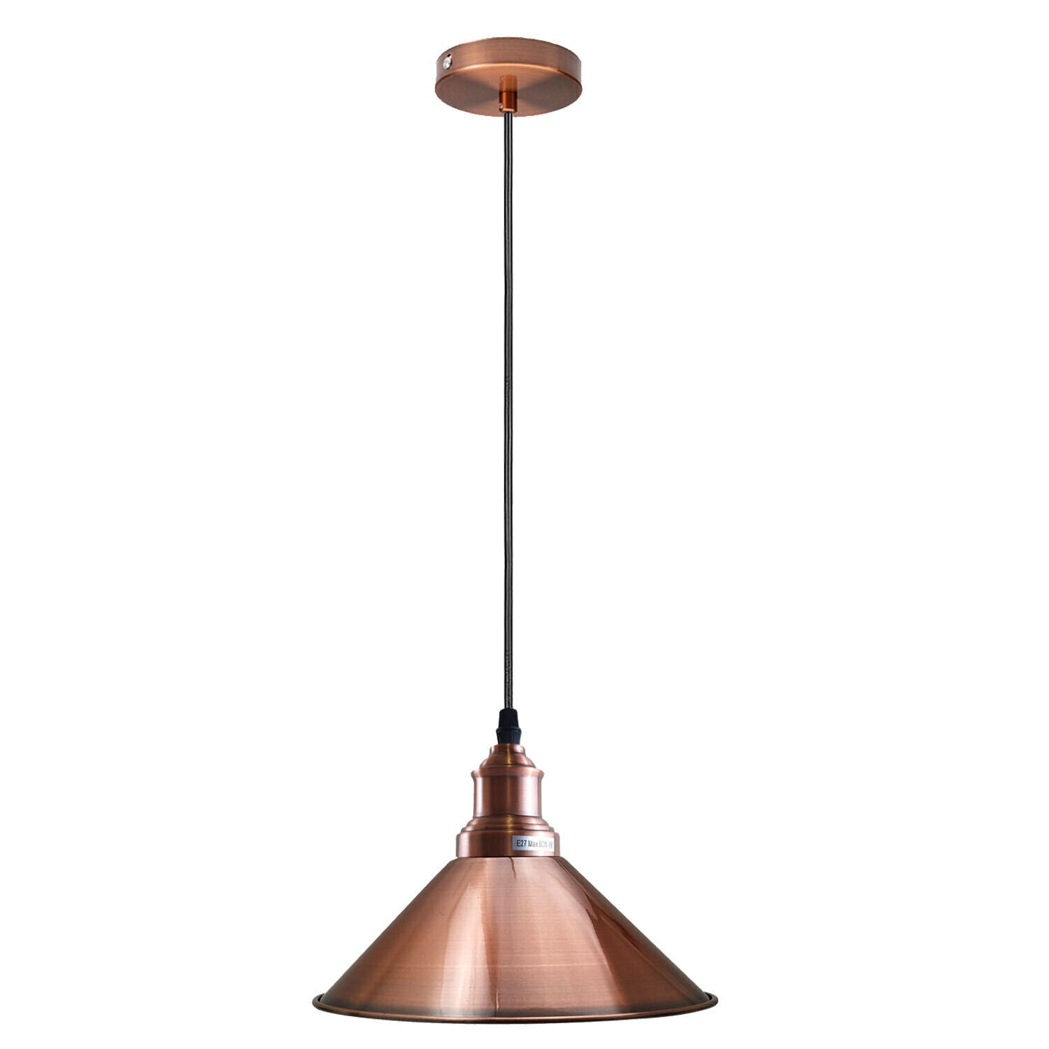 Industrial Metal Cone Shade Ceiling Pendant Light, E27 Base Hardwired Fixture