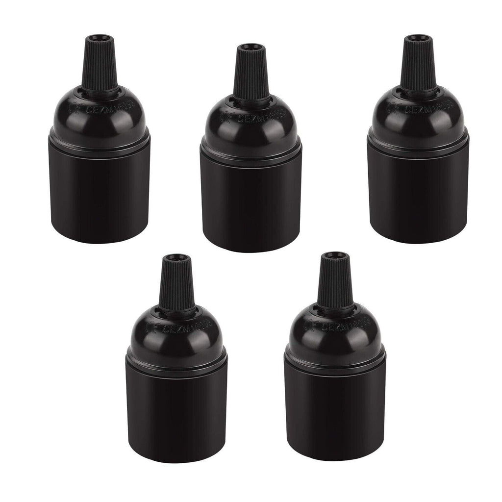 Black E27 Screw Light Bulb Holder Lamp Base Socket for Modern Lighting