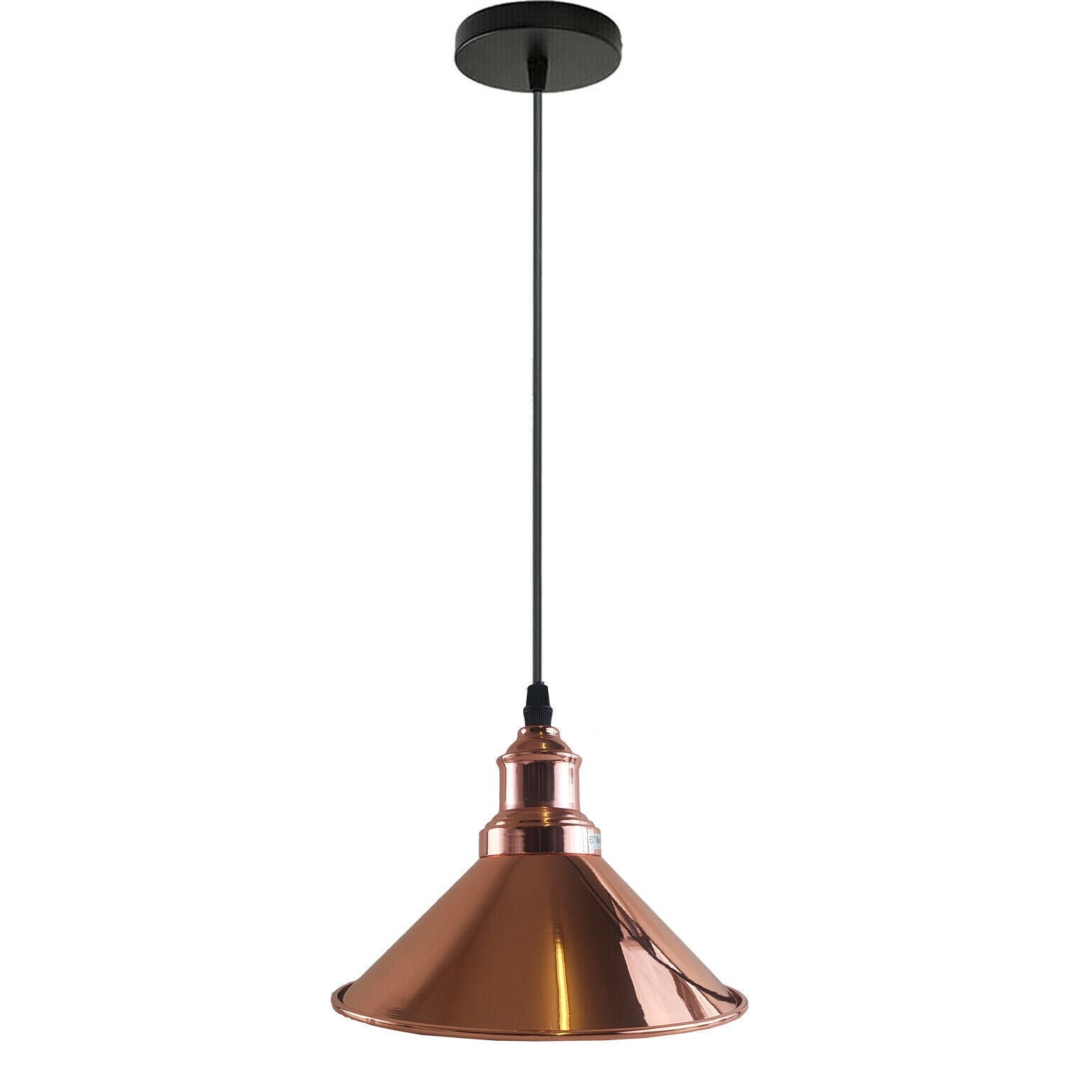 Industrial Metal Cone Shade Ceiling Pendant Light, E27 Base Hardwired Fixture