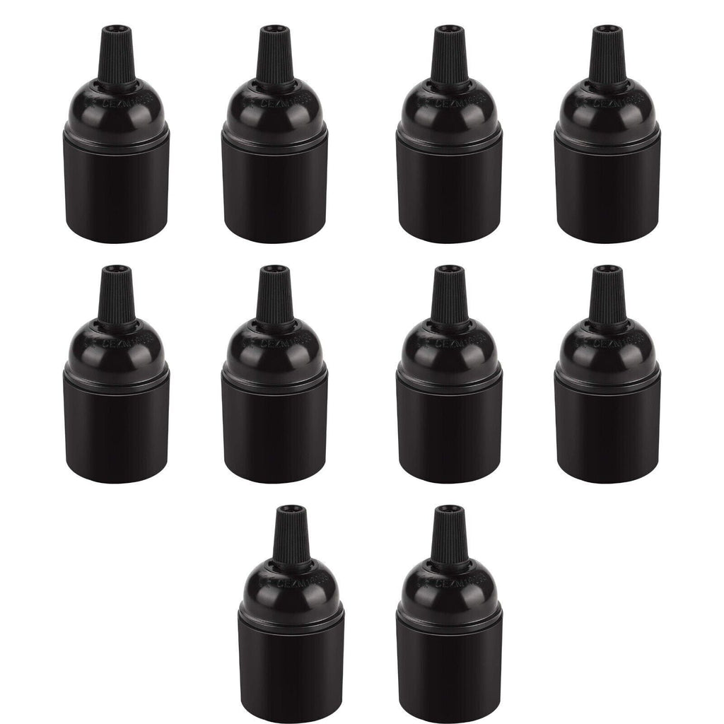 Black E27 Screw Light Bulb Holder Lamp Base Socket for Modern Lighting