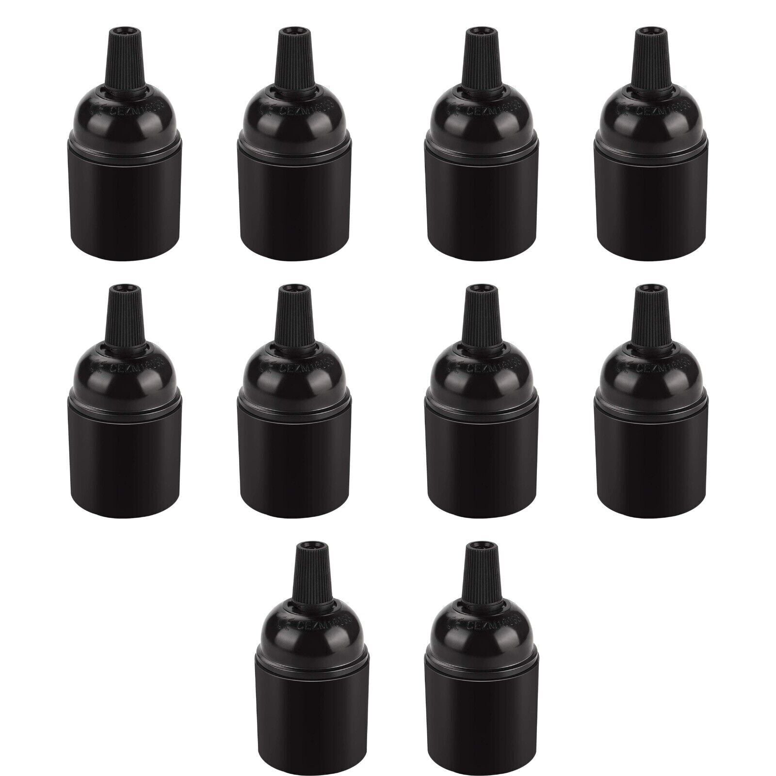 Sleek Black E27 Screw Light Bulb Holder Lamp Base Socket