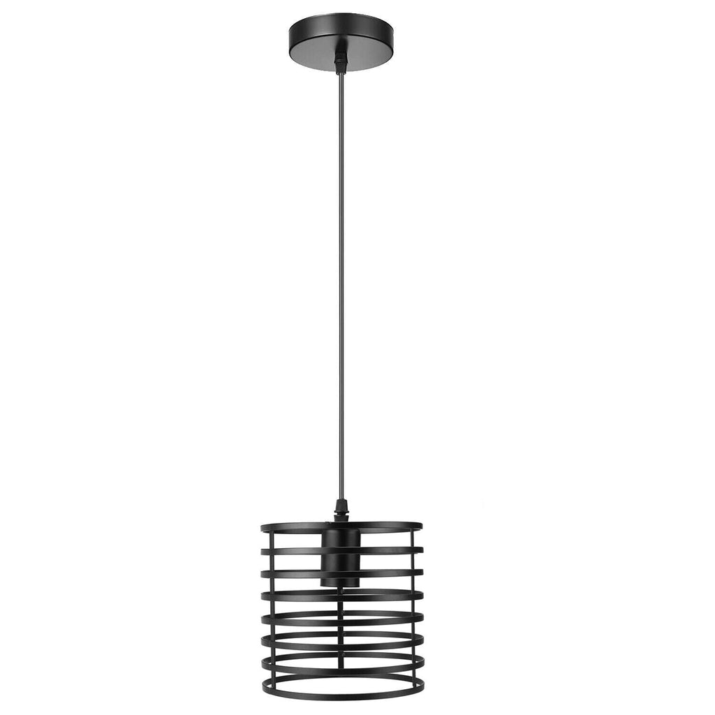 Industrial Black Metal Wire Cage Pendant Light Fixture, Dimmable E27