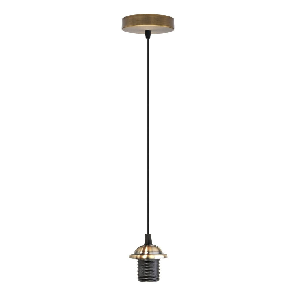 Industrial Metal E27 Adjustable Pendant Light Fixture, Multiple Finishes, Pack Options