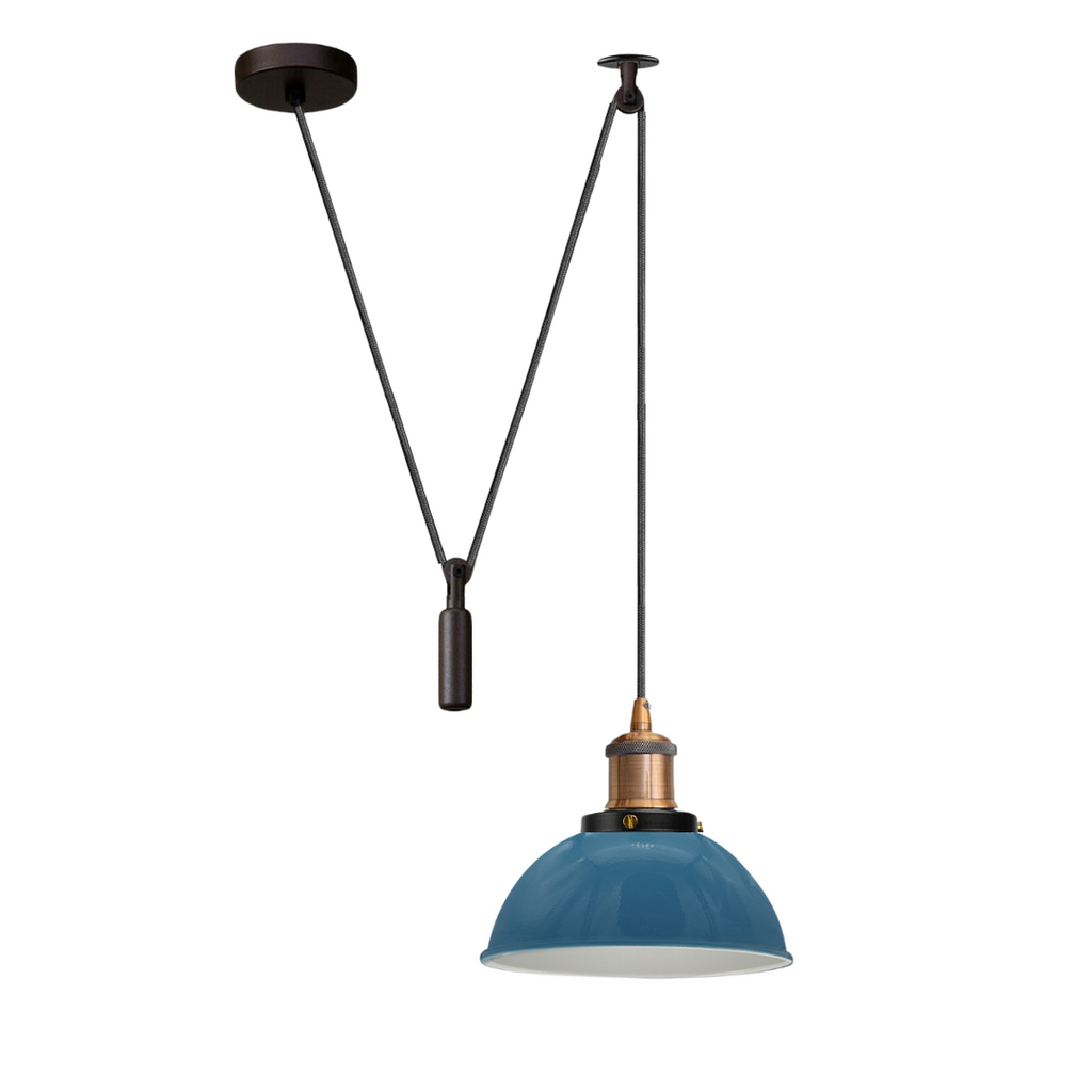 Adjustable Industrial Pulley Pendant Light Fixture, Vintage Metal Lampshade, E27 Base