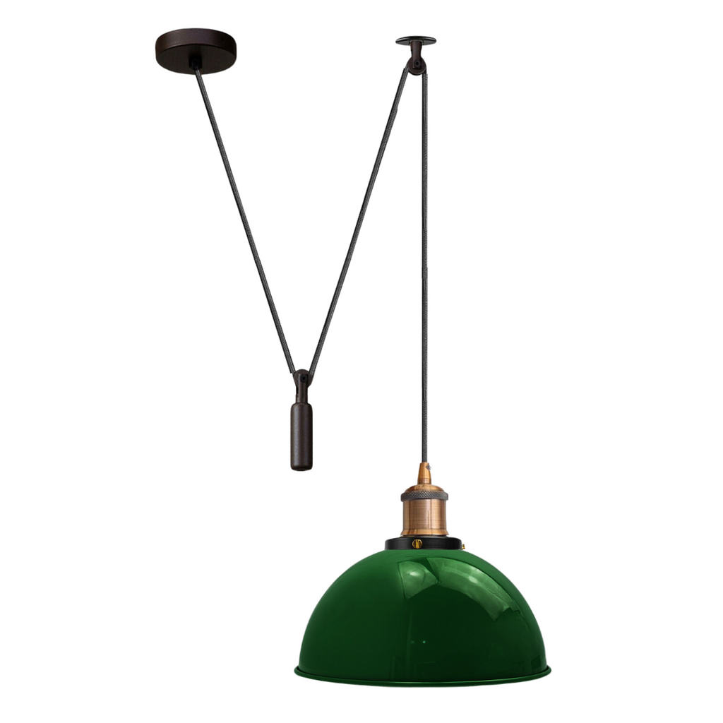 Adjustable Industrial Pulley Pendant Light Fixture, Vintage Metal Lampshade, E27 Base