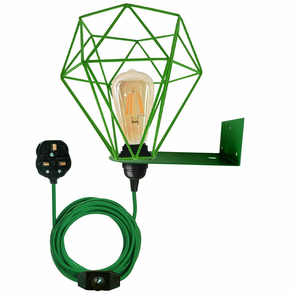 Adjustable Metal Swing Arm Plug-In Wall Sconce Light with Fabric Cable