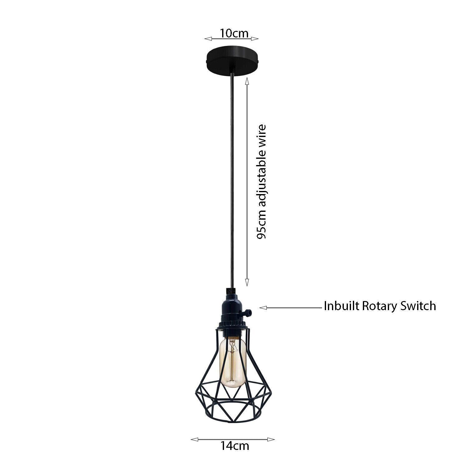 Vintage Industrial Black Metal Cage Pendant Light Fixture for Modern Homes