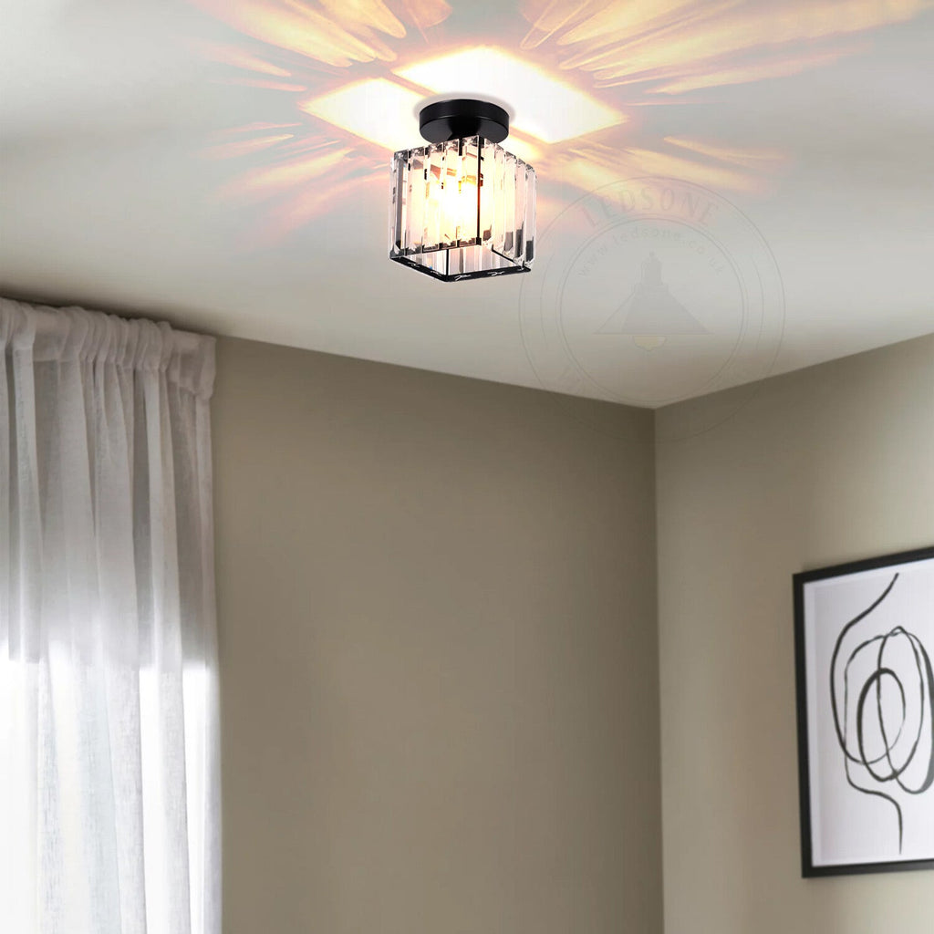 Modern K9 Crystal  Semi Flush Mount Square Ceiling Light ~6037