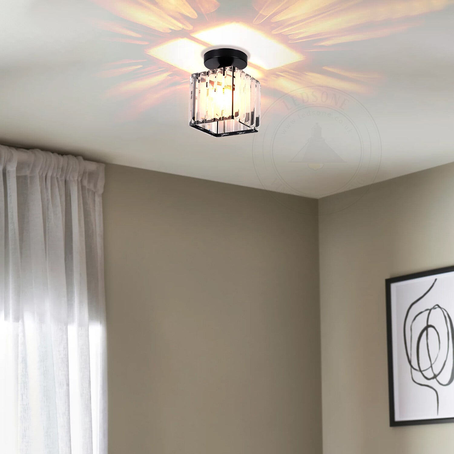 Modern K9 Crystal  Semi Flush Mount Square Ceiling Light ~6037