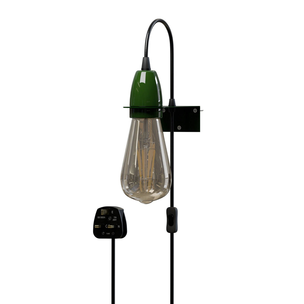 Adjustable Plug-In Wall Light E27 Socket Hanging Cord On/Off Switch