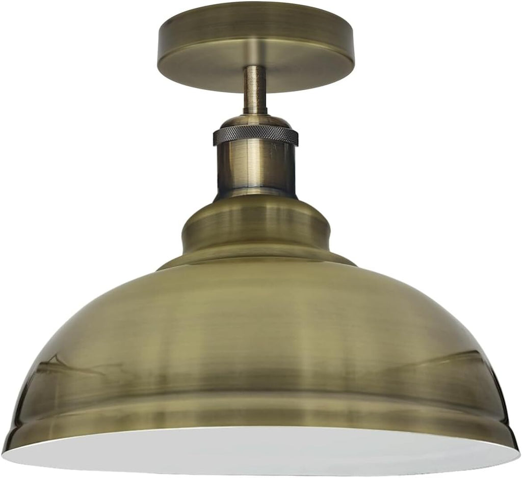 Industrial Style Flush Mount Ceiling Light with Curvy Metal Dome Shade
