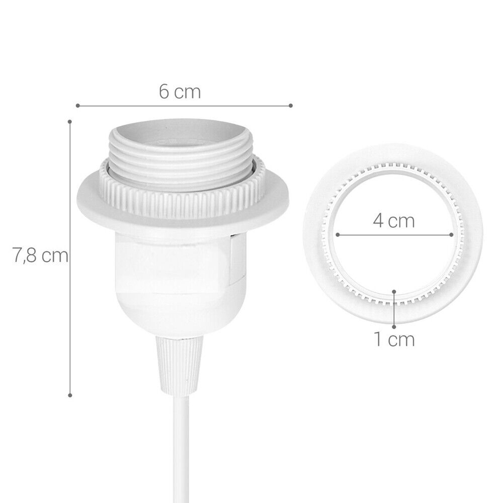 2m Plug-In E27 Lamp Holder Cable Kit with Inline Switch