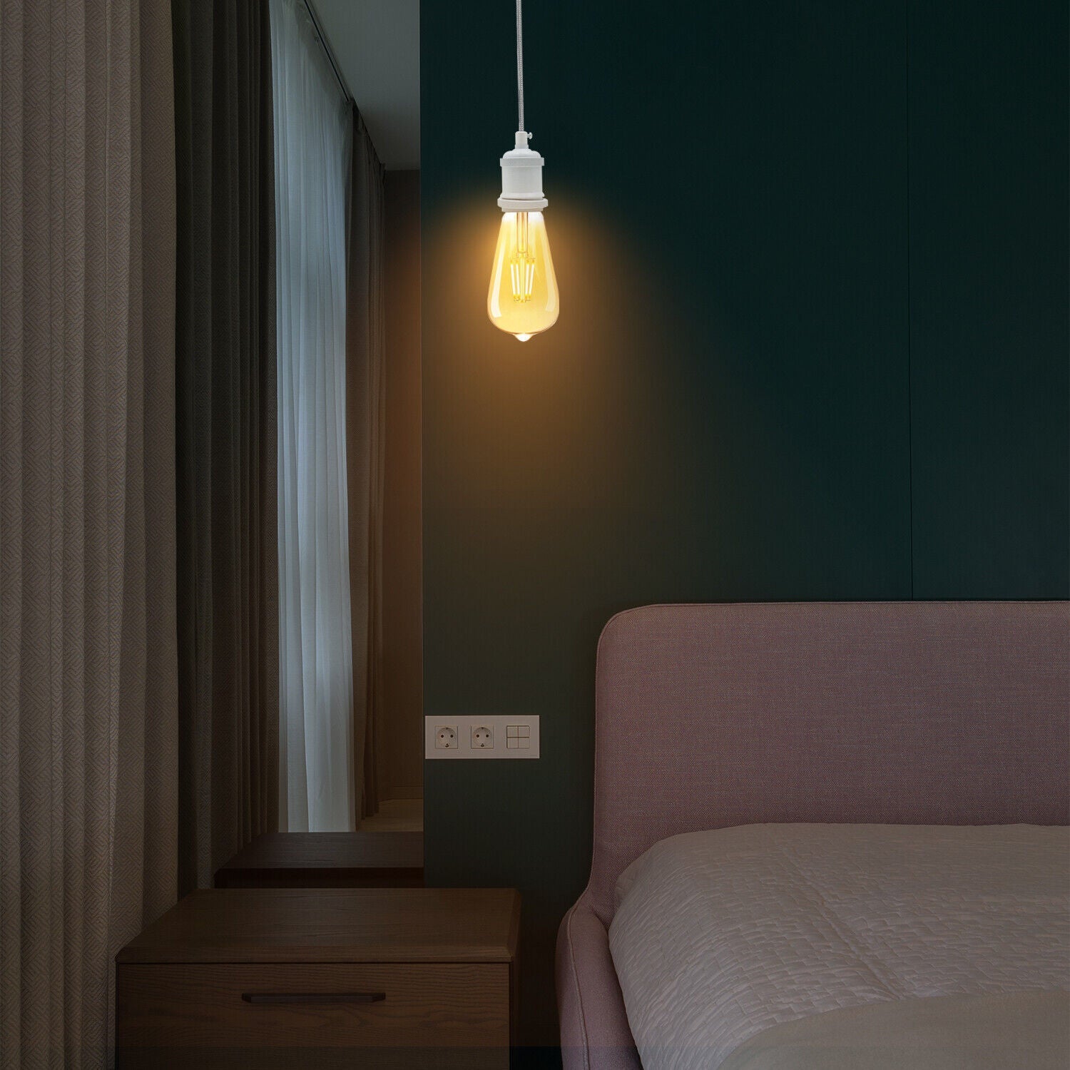 2m Pendant Light Fittings Ceiling Rose E27 Holder Suspension Set~5788