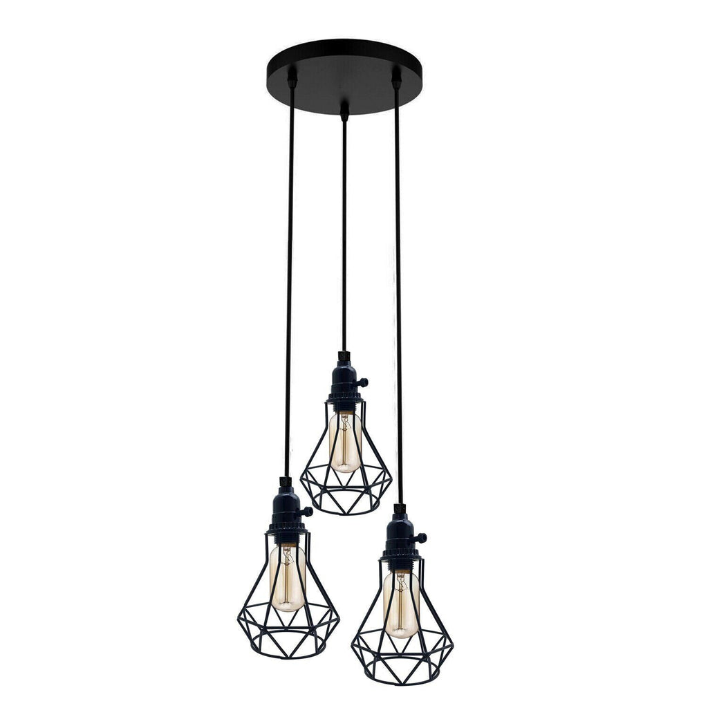 Vintage Industrial Black Metal Cage Pendant Light Fixture for Modern Homes