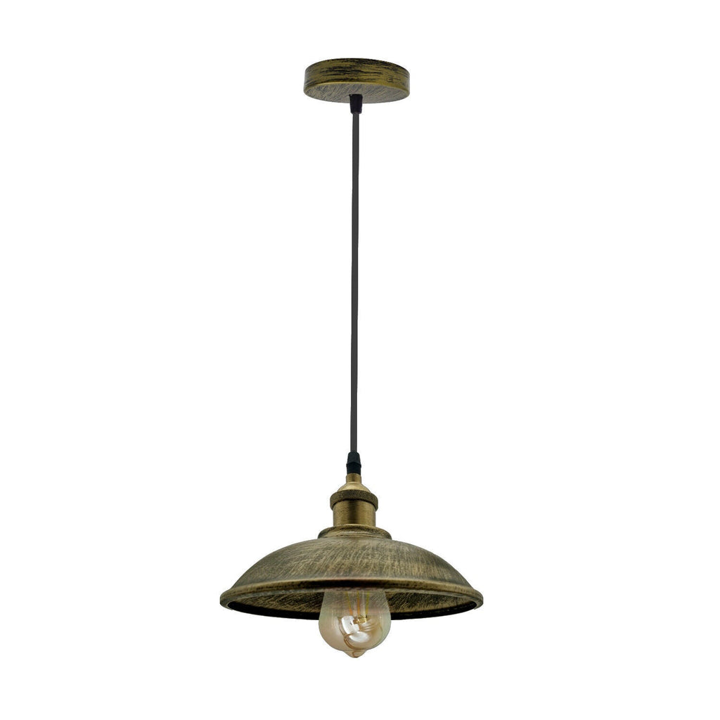 Industrial Retro Metal Pendant Light, Vintage Brushed Brass Hanging Ceiling Fixture