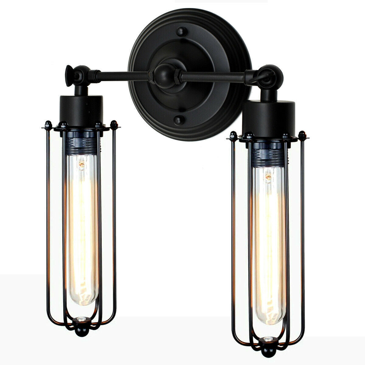 Vintage Industrial Metal Cage Wall Sconce Light - Adjustable Retro Design Lamp