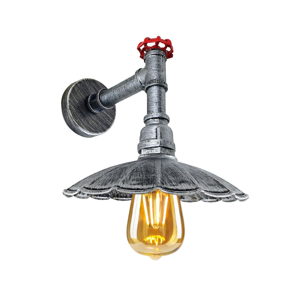 Industrial Retro Pipe Wall Light Fixture, Umbrella Shade, Durable Metal