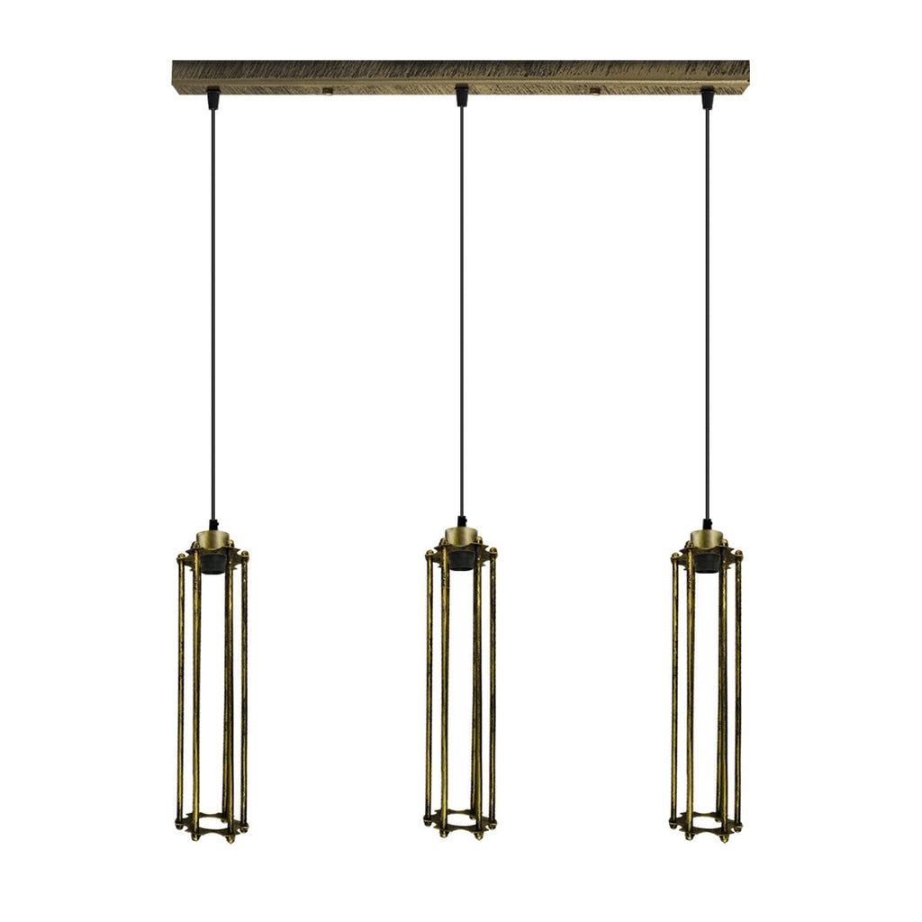 Brushed Brass Industrial Metal Cage Ceiling Pendant Retro Hanging Lamp