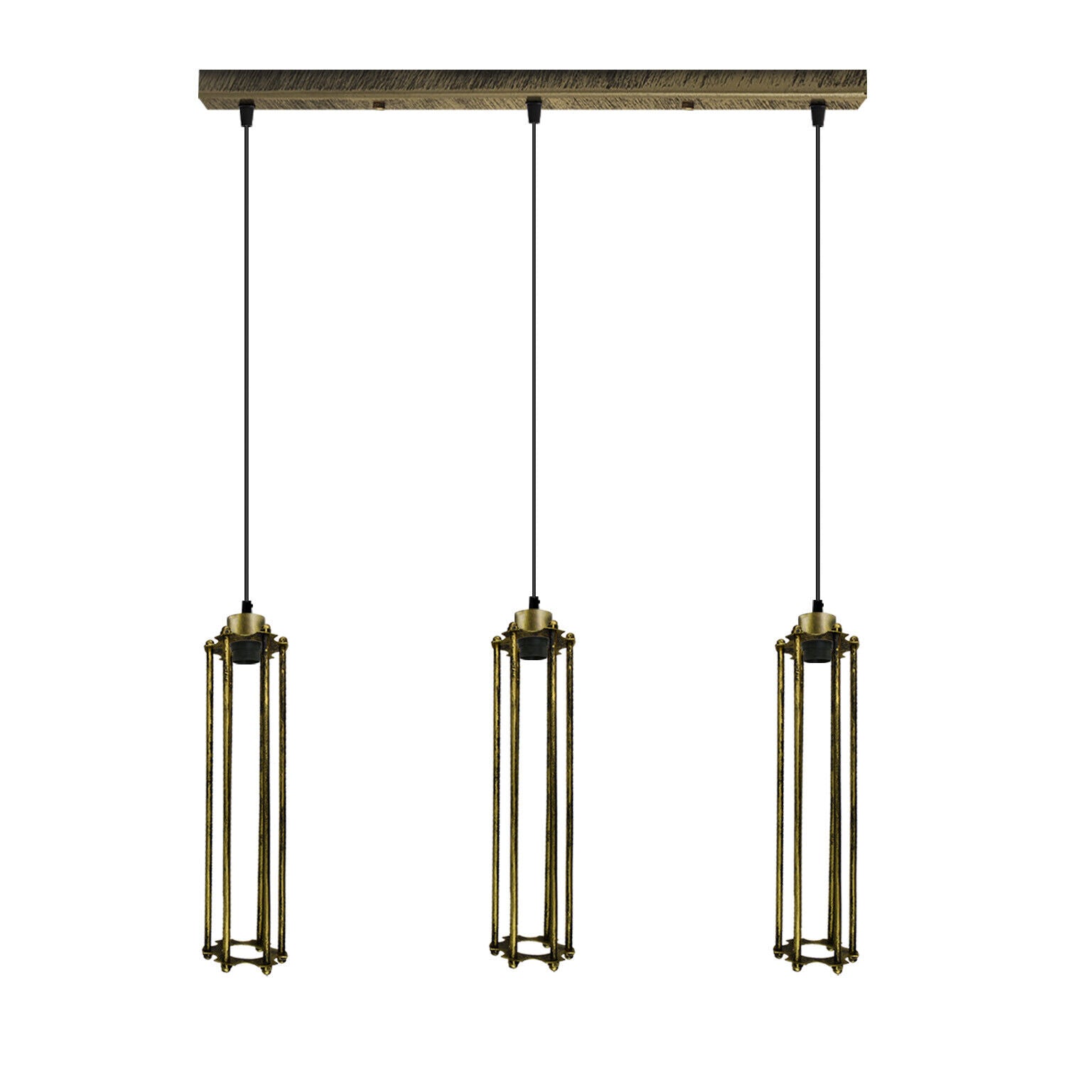 Brushed Brass Industrial Metal Cage Ceiling Pendant Retro Hanging Lamp