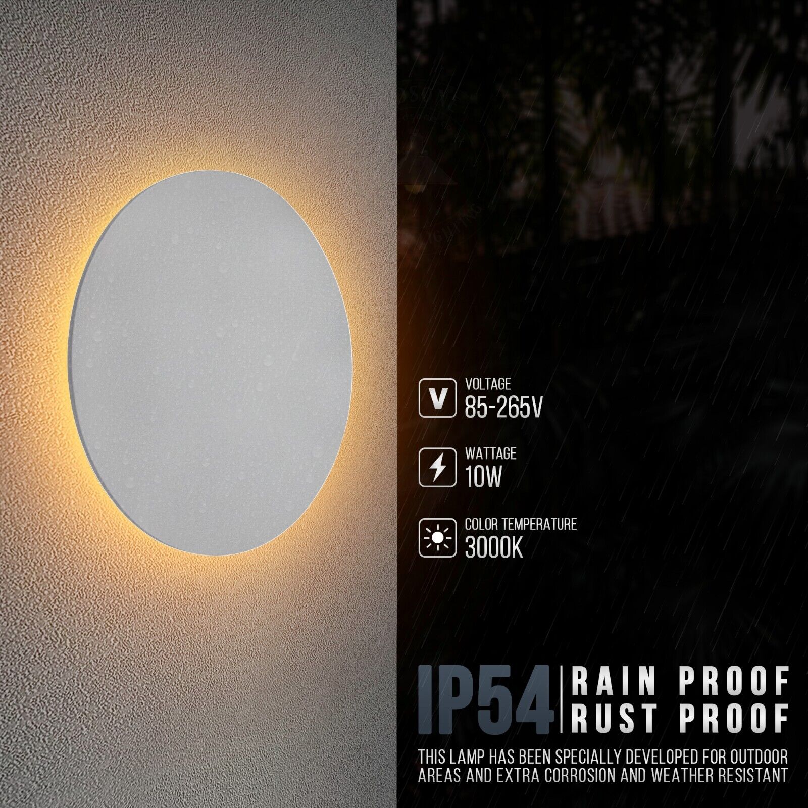 Modern 10W Round LED Wall Light Indoor & Outdoor Use ~5986