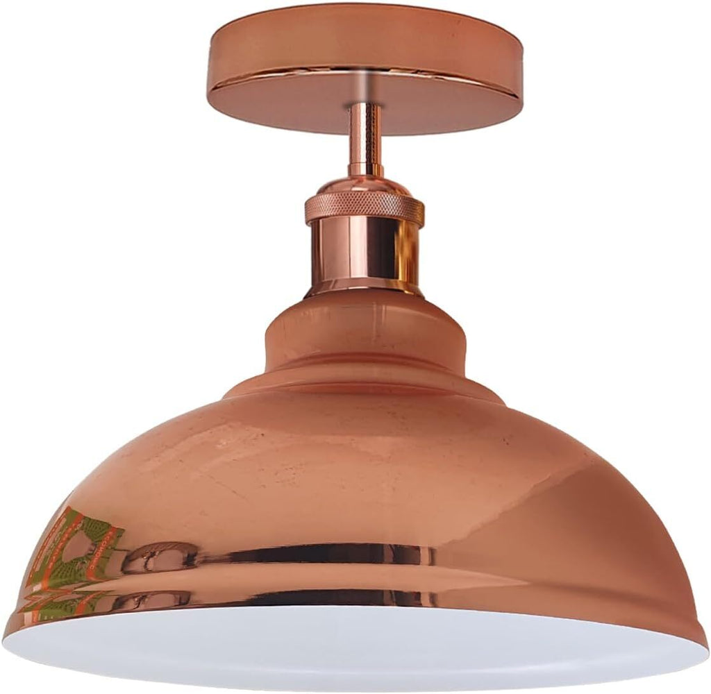 Industrial Style Flush Mount Ceiling Light with Curvy Metal Dome Shade