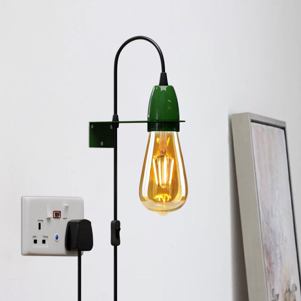 Modern Plug-In Wall Light E27 Socket, Adjustable Hanging Cord, Easy Installation