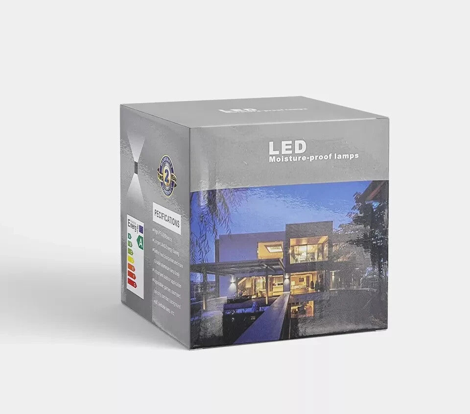 2 Pack Square Outdoor up down LED Wall Light PIR Motion Sensor IP54 Lamp 10W ~6255