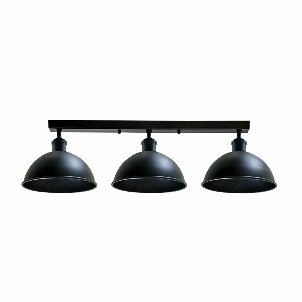 3-Way Industrial Flush Mount Ceiling Light Fixture with Metal Shades
