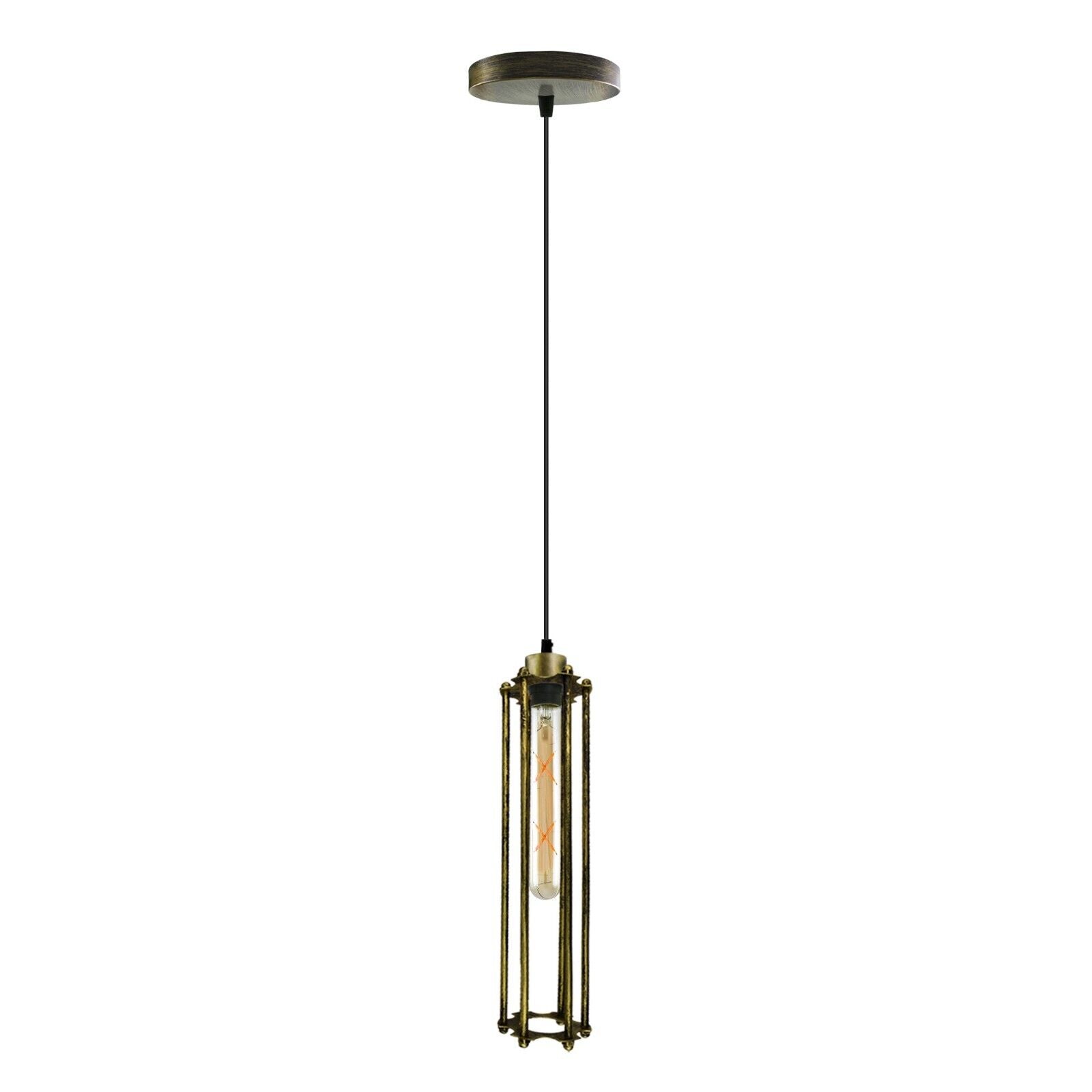 Industrial Metal Cage Pendant Light, Retro Hanging Ceiling Lamp Fixture