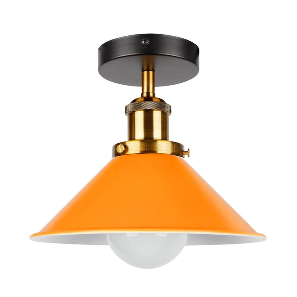 Industrial Metal Cone Shade Semi-Flush Ceiling Light Fixture for Modern Homes