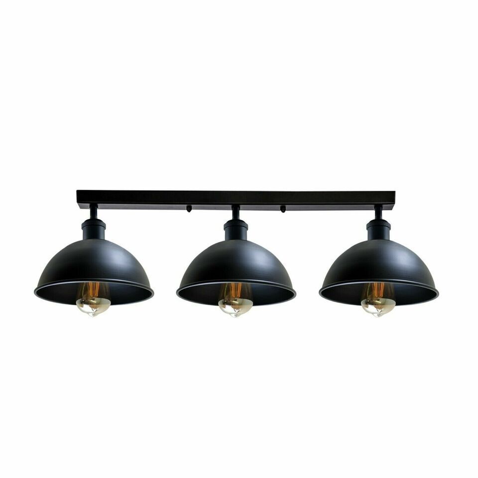 3-Way Industrial Flush Mount Ceiling Light Fixture with Metal Shades