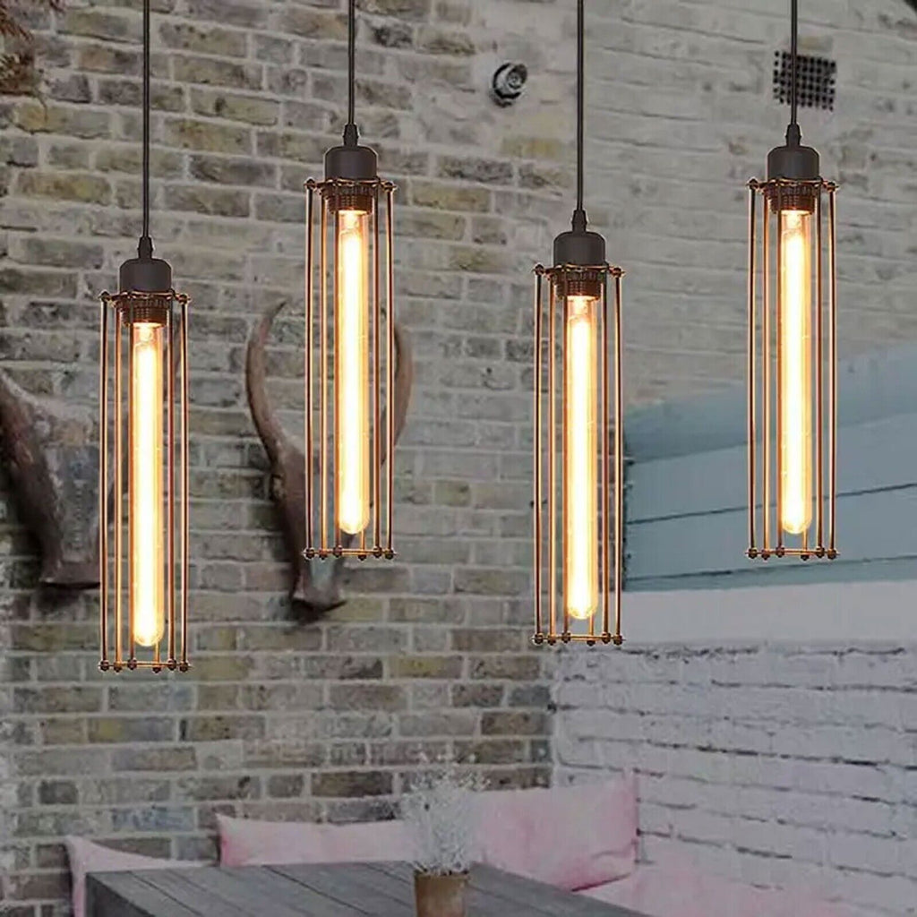 Industrial Metal Cage Pendant Light, Retro Hanging Ceiling Lamp Fixture