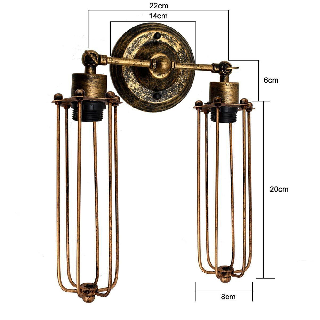 Vintage Industrial Metal Cage Wall Sconce Light - Adjustable Retro Design Lamp
