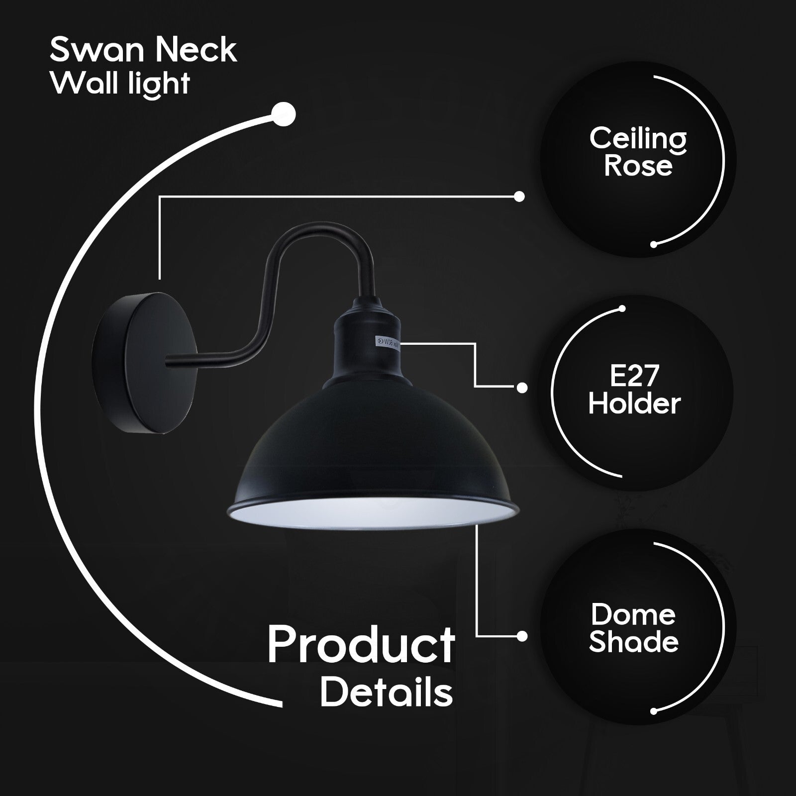 Rustic Vintage Wall Light Antique Metal Sconce with E27 Bulb Holder ~6245