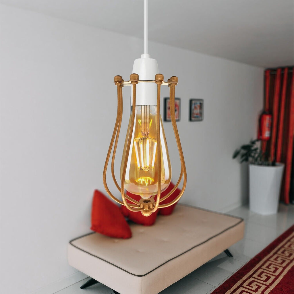 Vintage Industrial Metal Cage Pendant Lamp Shade Easy Fit Refurbished Lighting
