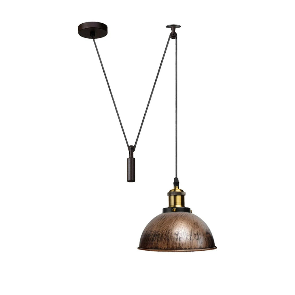 Adjustable Industrial Pulley Pendant Light, E27 Metal Hanging Lamp, Retro Ceiling Fixture