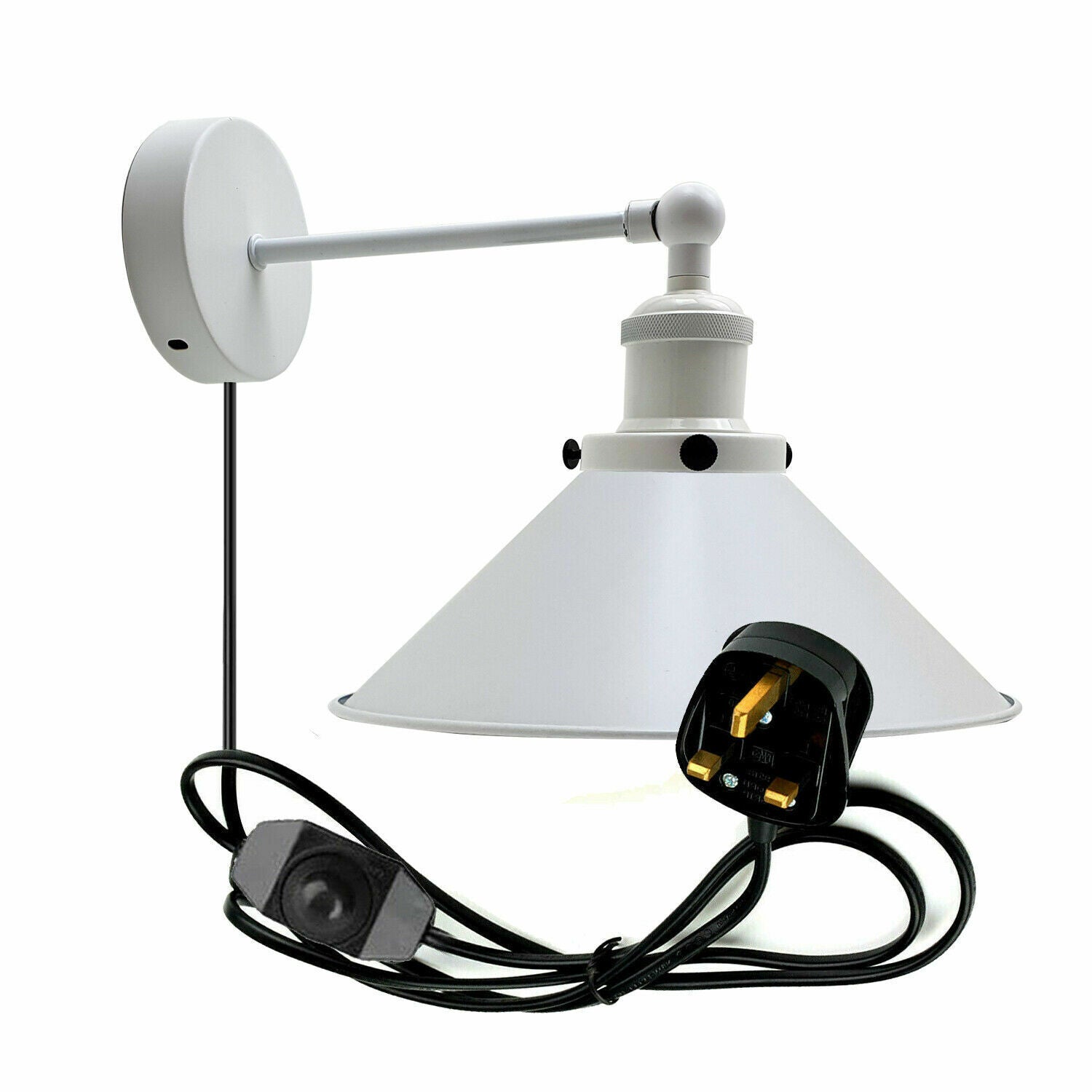 Modern Industrial Plug-in Metal Wall Sconce with Dimmer Switch