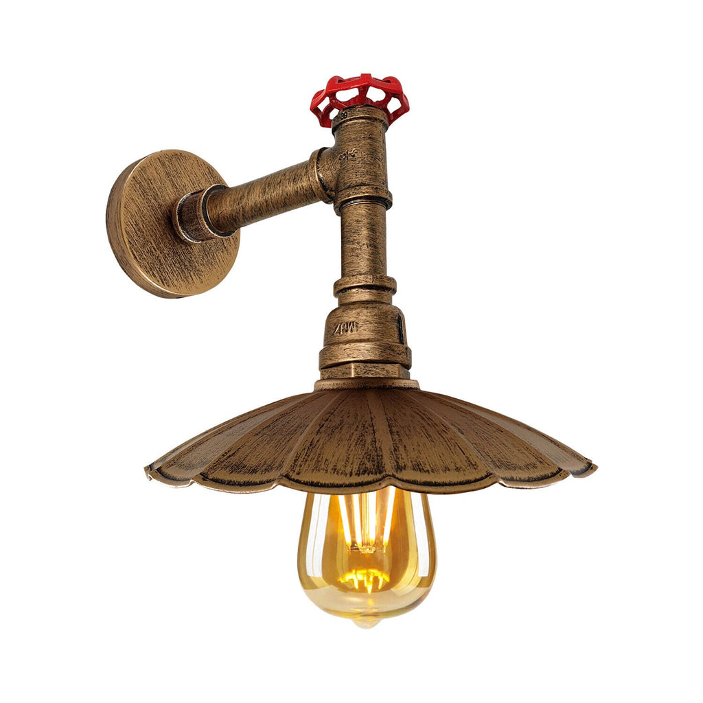 Industrial Retro Pipe Wall Light Fixture, Umbrella Shade, Durable Metal