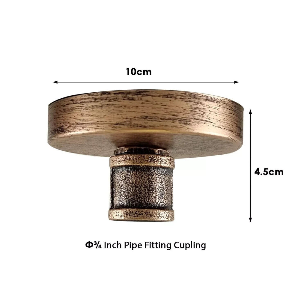 Vintage Industrial Metal Single Outlet Ceiling Rose for Wall Lights