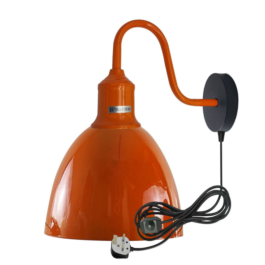 Vintage Industrial Plug-In Wall Light with Dimmer, E27 Metal Sconce Lamp
