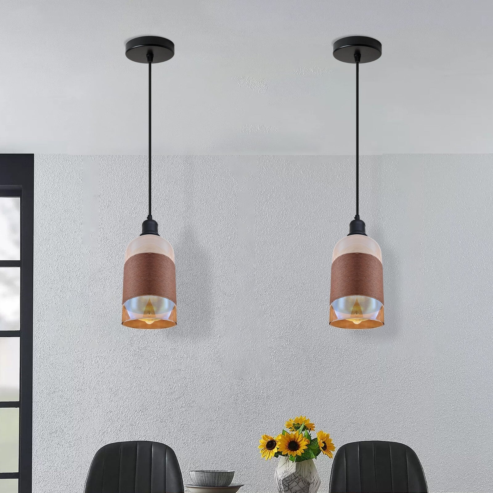 Industrial Retro Glass Shade E27 Pendant Ceiling Light Fitting for Home Decor
