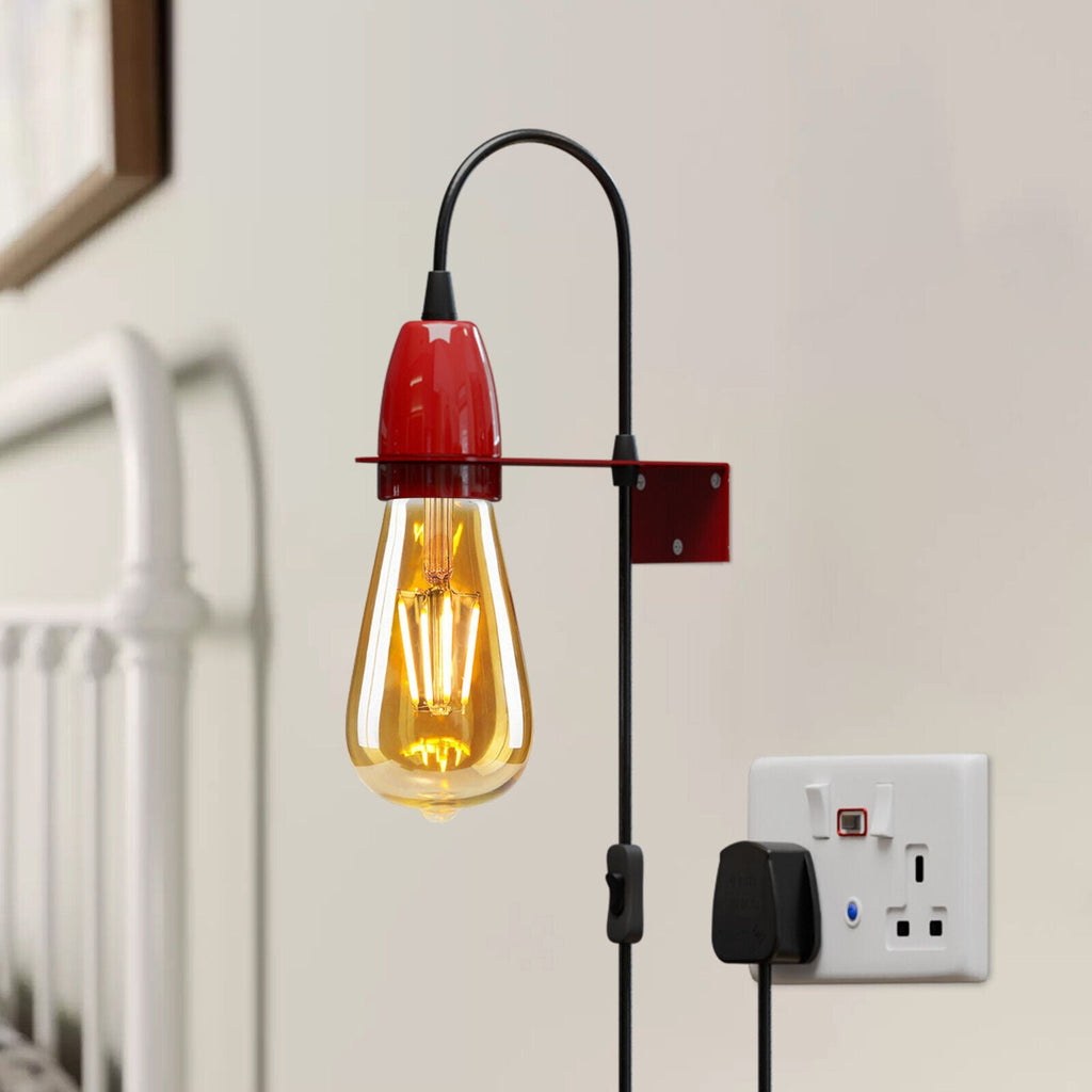 Modern Plug-In Wall Light E27 Socket, Adjustable Hanging Cord, Easy Installation