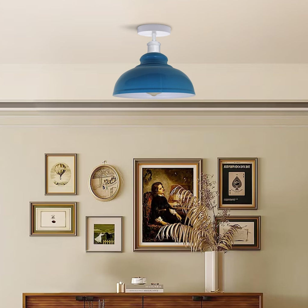 Industrial Style Flush Mount Ceiling Light with Curvy Metal Dome Shade