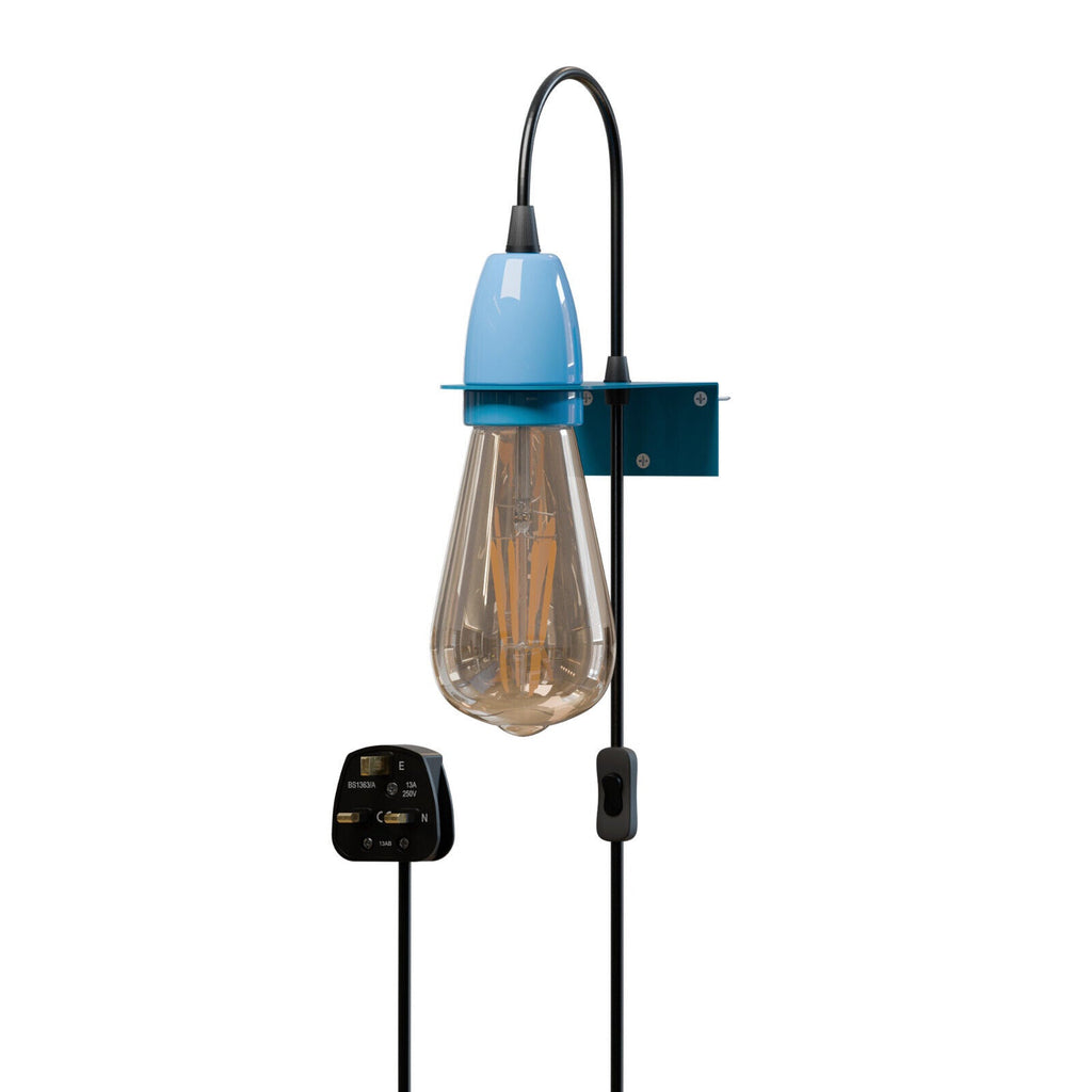 Adjustable Plug-In Wall Light E27 Socket Hanging Cord On/Off Switch