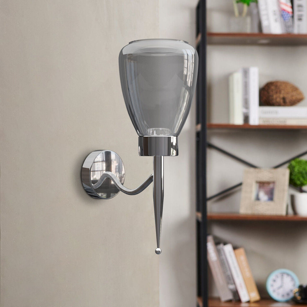 Modern Wall Sconces Smoked Glass Shade Wall Light ~5982